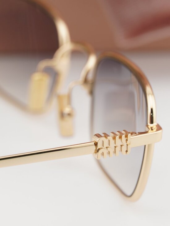 Miu Miu MUA53S 5AK04O Rectangle Sunglasses – Gold / Grey main image 5